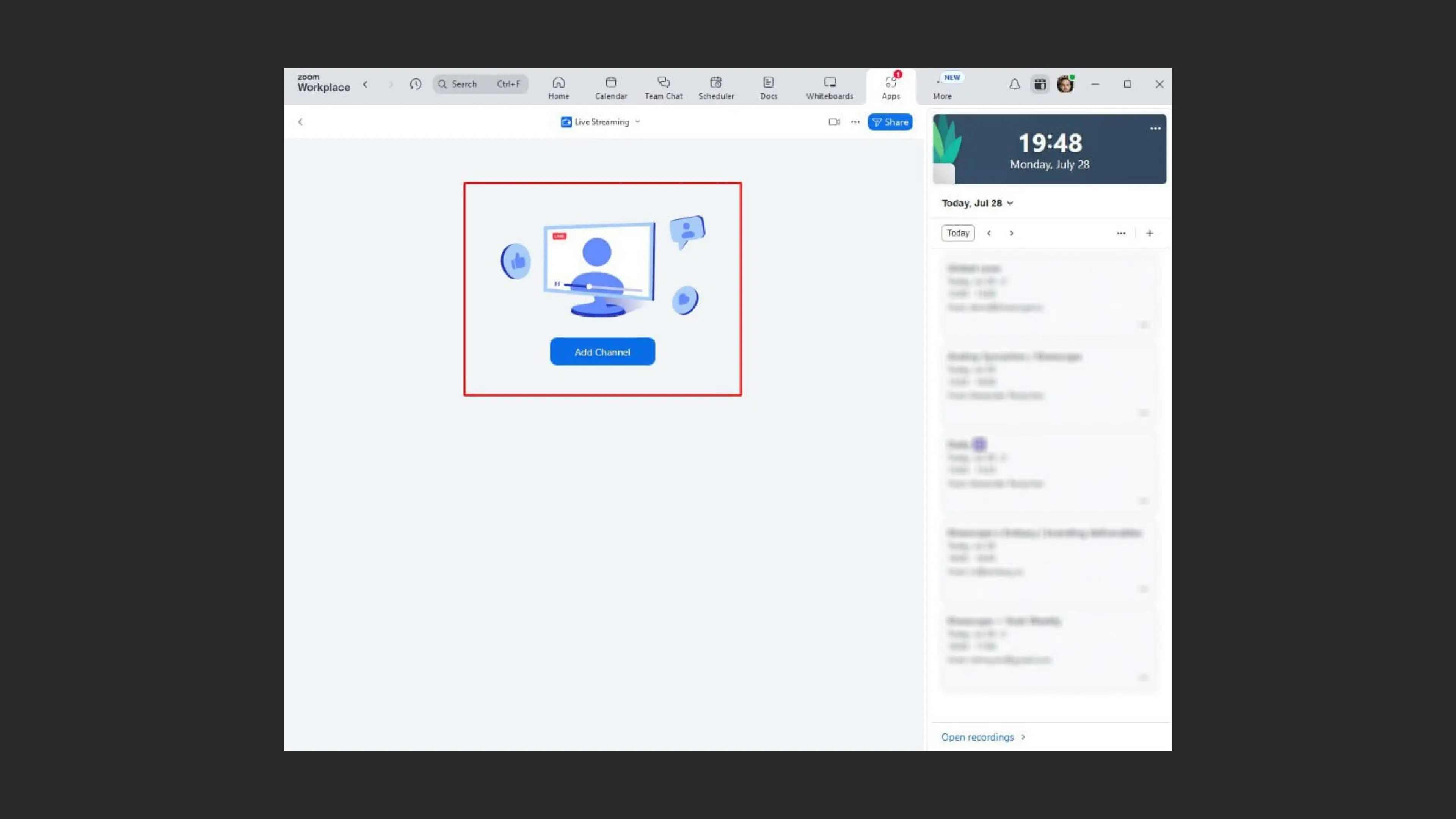 Добавление канала трансляции в Zoom